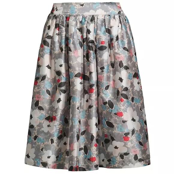 Frances Valentine | Womens Barbara Midi Skirt Poppy Party Silver Floral Elevated - Picture 3 of 10